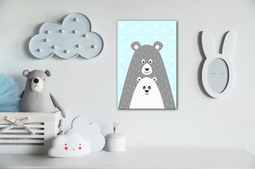 Obraz Medveď svetlo modrý - 20 x 30 cm