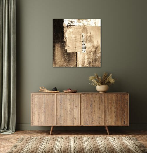 Obraz Abstrakt béžovo zlatý štvorec - 70 x 70 cm