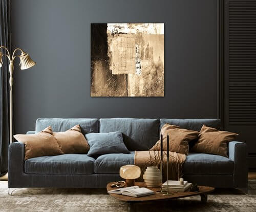 Obraz Abstrakt béžovo zlatý štvorec - 70 x 70 cm