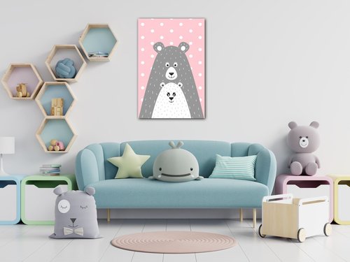 Obraz Pink grey bear - 40 x 60 cm