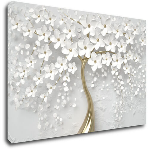Obraz Biely strom s kvetinami - 90 x 60 cm