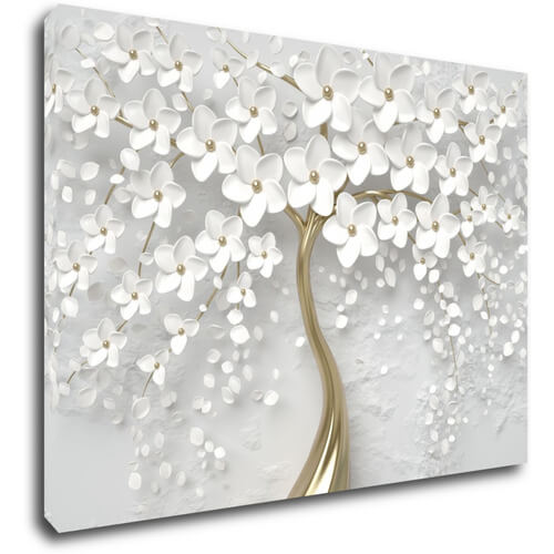 Obraz Biely strom s kvetinami - 70 x 50 cm