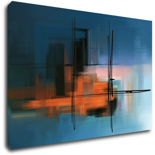 Obraz Abstrakt modrý s oranžovým detailom - 60 x 40 cm