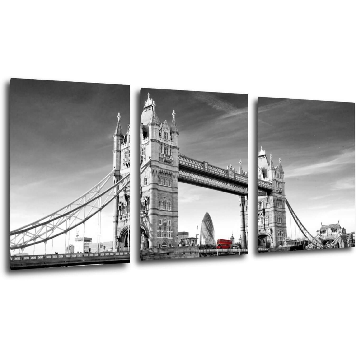 Obraz Tower Bridge čiernobielý - 150 x 70 cm (3 dielny)