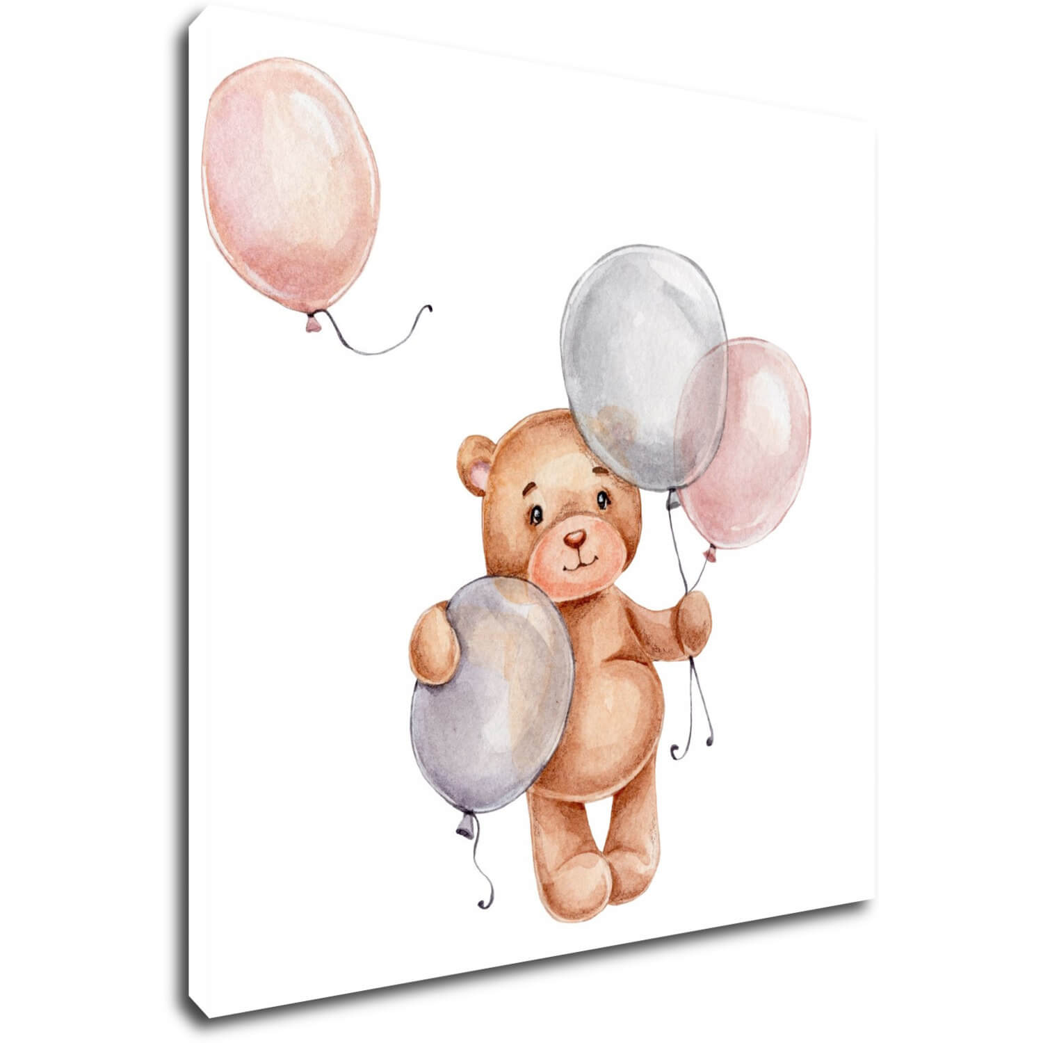 Obraz Medvedík s farebnými balóniky - 40 x 40 cm