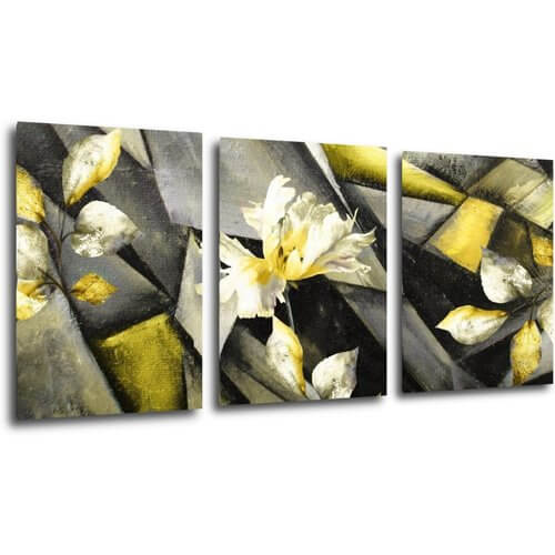 Obraz Abstraktné žlto sivý - 150 x 70 cm (3 dielny)
