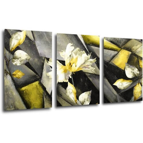 Obraz Abstraktné žlto sivý - 120 x 60 cm (3 dielný)