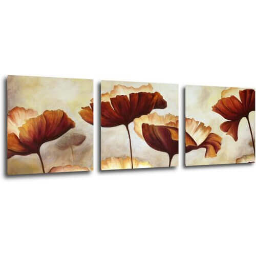 Obraz Malované kvety - 90 x 30 cm (3 dielny)