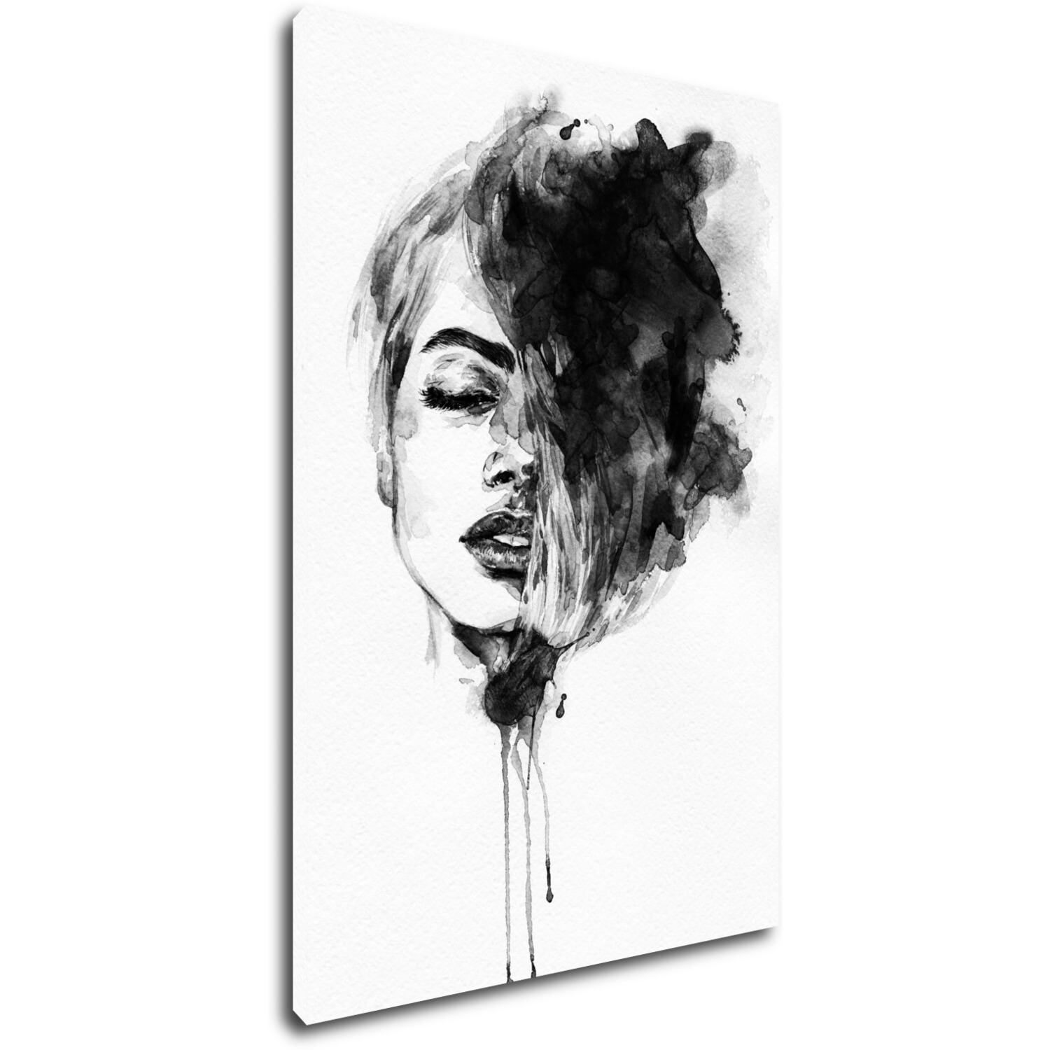 Obraz Maľovaný portrét ženy čiernobiely - 60 x 90 cm