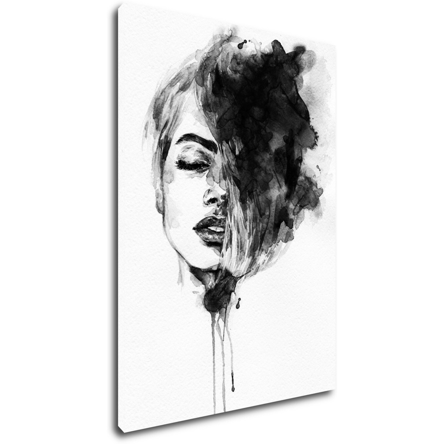 Obraz Maľovaný portrét ženy čiernobiely - 50 x 70 cm