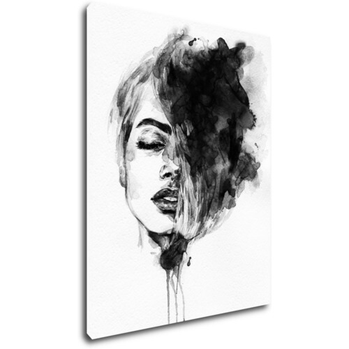 Obraz Maľovaný portrét ženy čiernobiely - 70 x 90 cm