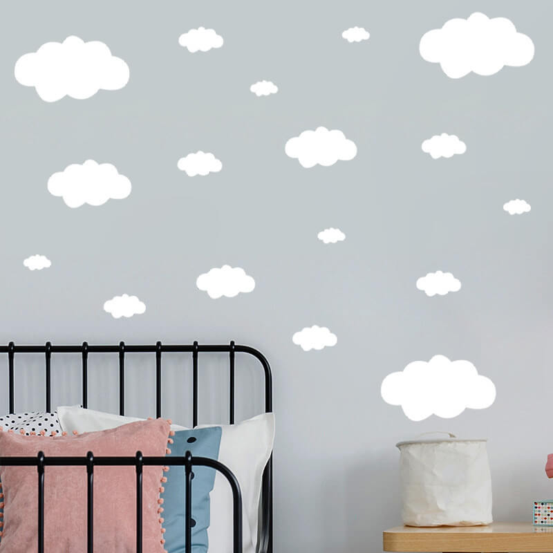 Samolepka do detskej izby Biele mráčiky - 57x39cm