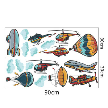 Samolepka do detskej izby Farebné lietadlá a balóny