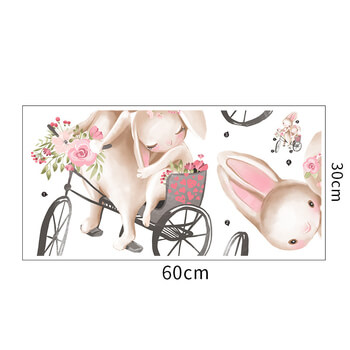 Samolepka do detskej izby Zajačikovia na bicykli - 60x30 cm