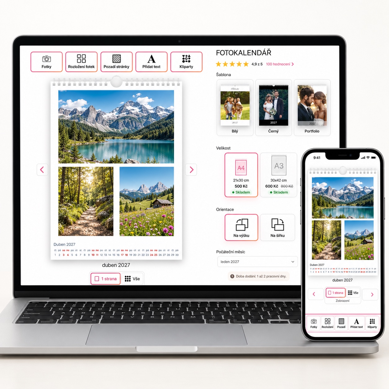 Úprava fotokalendára v online editore